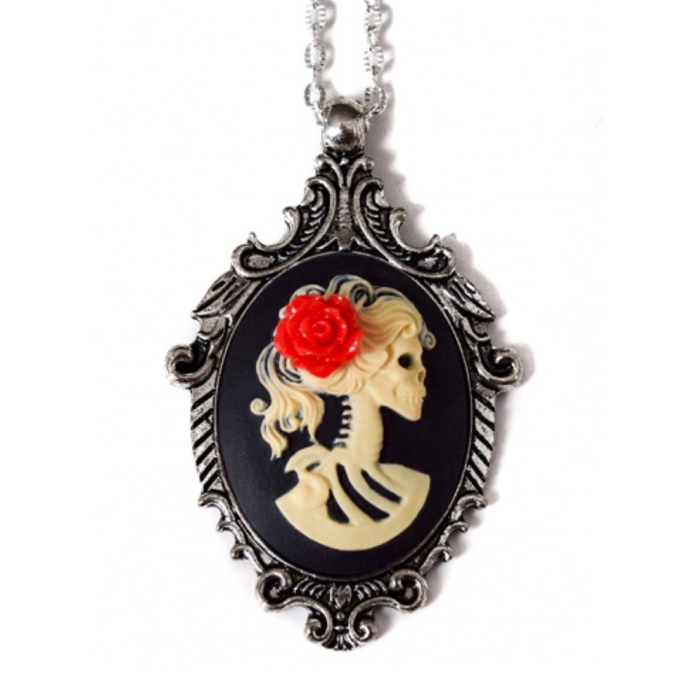 Skeleton Cameo Necklace Day of the Dead